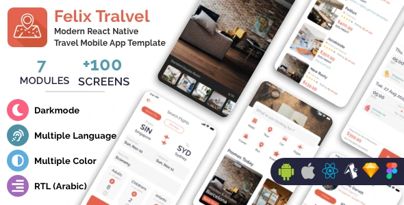 Felix Travel – mobile React Native travel app template