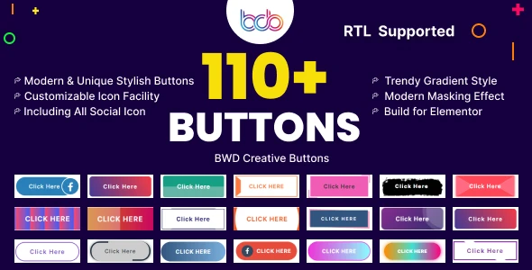 BWD creative buttons elementor addon